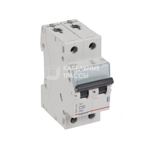 Выключатель автоматический двухполюсный TX3 6000 50А C 10кА | 403935 | Legrand