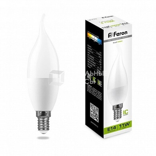 Лампа светодиодная LB-770 (11W) 230V E14 4000K свеча на ветру | 25940 | FERON