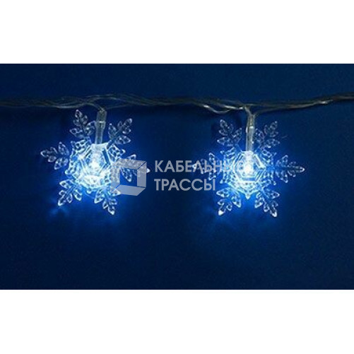 Гирлянда светодиодная с контр. «Снежинки-1» ULD-S0700-050/DTA WHITE IP20 SNOWFLAKES-1 50 диодов, 7 м, белая,IP20, шнур прозр. | 07930 | Uniel