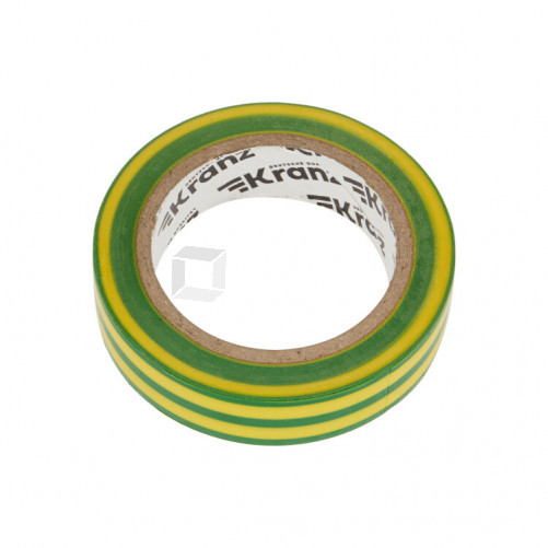 Изолента ПВХ KRANZ 0.13х15 мм, 10 м, желто-зеленая (10 шт./уп.) |KR-09-2007 | Kranz