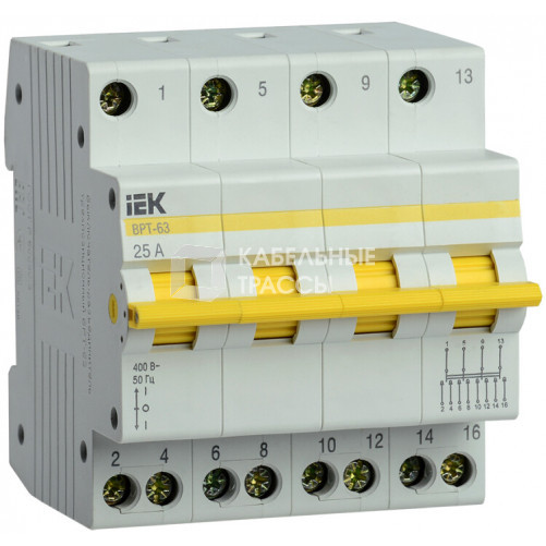 Выключатель-разъединитель (рубильник) трехпозиционный ВРТ-63 4п 25А | MPR10-4-025 | IEK