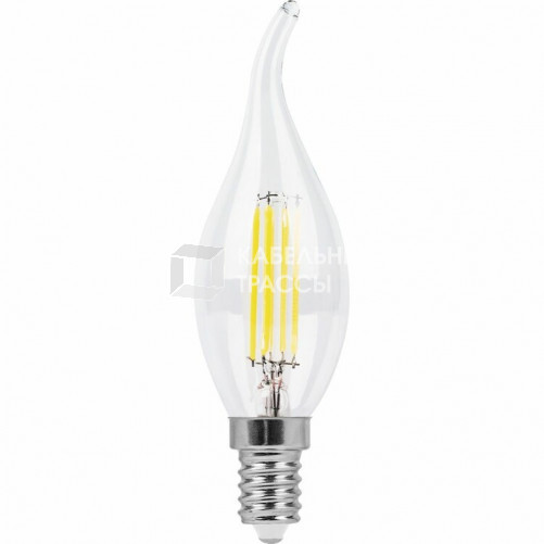 Лампа светодиодная LB-74 (9W) 230V E14 4000K филамент С35Т прозрачная | 25962 | FERON