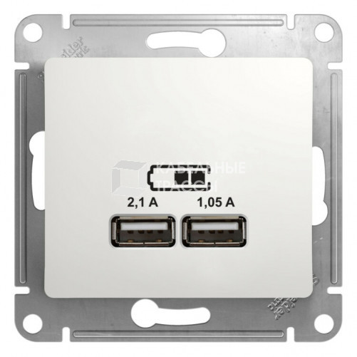 Glossa Белый USB Розетка, 5В/2100мА, 2х5В/1050мА, механизм | GSL000133 | Schneider Electric