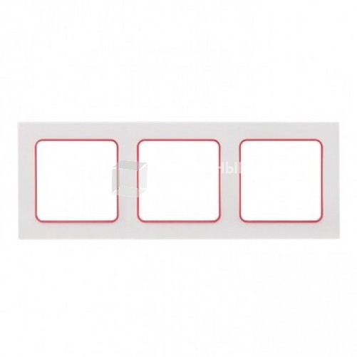 Стокгольм Рамка 3-местная белая с линией цвета красный PROxima | EAM-G-304-10 | EKF