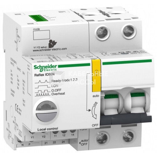 Выключатель автоматический двухполюсный REFLEX iC60N Ti24 63А B 10кА | A9C61263 | Schneider Electric