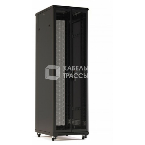 TTR-2266-DD-RAL9005 Шкаф напольный 19-дюймовый, 22U, 1166x600х600 мм (ВхШхГ), ручка с замком| 434132 | Hyperline