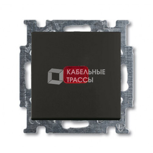 ABB Basic 55 Шато (чёрный) Выключатель кнопочный 1-клавишный, с линзой, без лампы, НО контакт | 1413-0-1096 | 2CKA001413A1096 | ABB