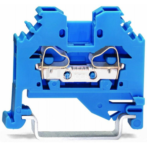 Клемма 2-х проводная 4,0 мм проходная синяя (боковой монтаж) (уп.100шт) | 281-104 | WAGO