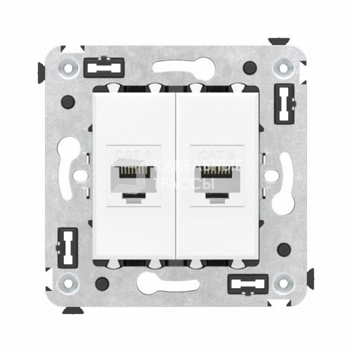 Компьютерная розетка RJ-45 без шторки в стену, кат.6 двойная, 