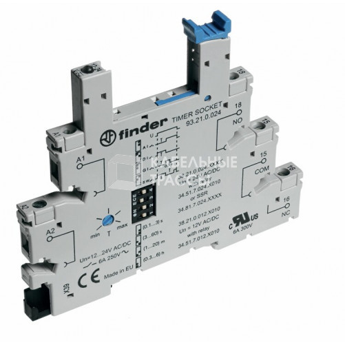 Розетка с винтовыми клеммами (с зажимной клетью) для реле 34 серии; встроенный таймер мультифункциональный (AI, DI, GI, SW); | 93210024 | Finder