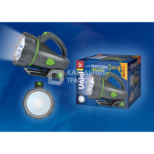 Фонарь прожекторный S-SL011-BA Black «Professional spotlight3 max », пласт, 3 Watt LED, короб, 3.6V 1200mA Ni-MH battery в/к, черн | 03489 | Uniel