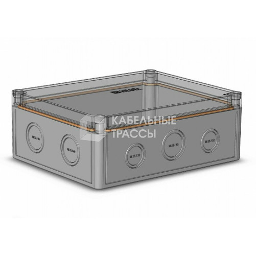Коробка 240х190х93 АБС-пластик,серый цвет корпуса,крышка низкая,прозрачная,DIN-рейка РП1 | КР2803-423 | HEGEL