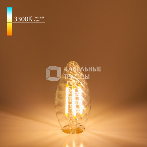 Лампа светодиодная Свеча витая F 7W 3300K E14 прозрачный (BL128) | a041017 | Elektrostandard