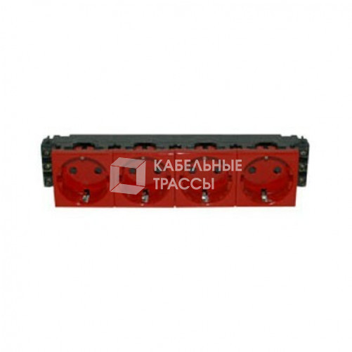 Розетка Mosaic 4*2К+З нем.станд. красн. | 077614 | Legrand