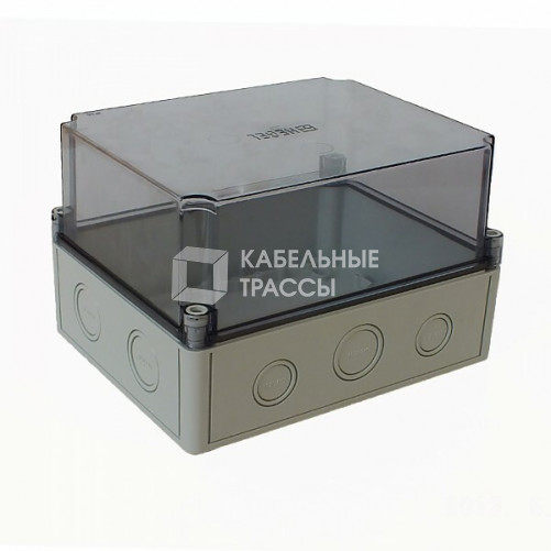 Коробка 190х140х123 АБС-пластик,светло-серый цвет корпуса,высокая крышка,прозрачная,пустая | КР2802-620 | HEGEL