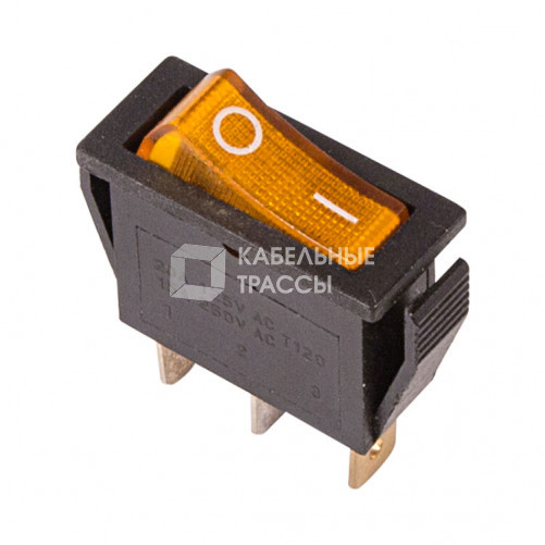 Выключатель клавишный 250V 15А (3с) ON-OFF желтый с подсветкой | 36-2212 | REXANT