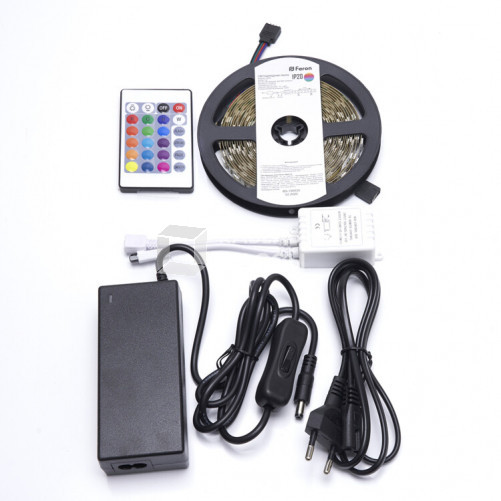 Лента светодиодная LS606, готовый комплект 5м 60SMD(5050)/м 14.4Вт/м IP20 12V RGB | 27706 | Feron