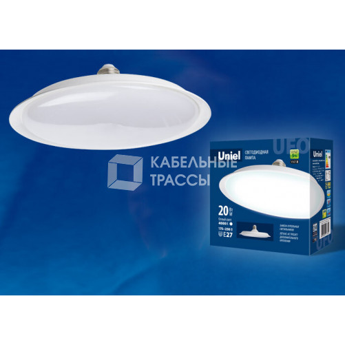 Лампа светодиодная LED-U165-20W/6500K/E27/FR PLU01WH LED мощная. «UFO», мат.. Дневной 4000К | UL-00004572 | Uniel