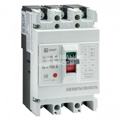 Автоматический выключательВА-99М 100/160А 3P 18кА EKF Basic | mccb99-100-160mI | EKF