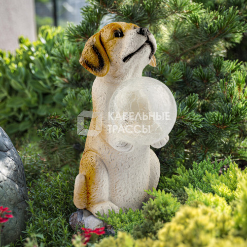Садовый светильник Золотистый ретривер щенок ERASF22-11 на солнечной батарее, полистоун, 28 см | Б0053356 | ЭРА