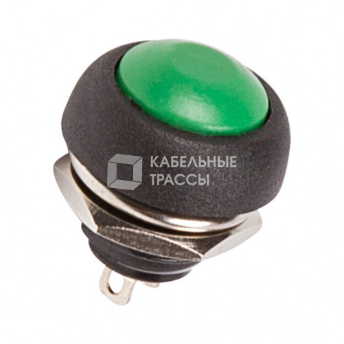 Выключатель-кнопка 250V 1А (2с) OFF-(ON) Б/Фикс зеленая Micro | 36-3053 | REXANT