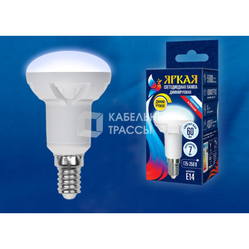 Лампа светодиодная LED-R50 7W/4000K/E14/FR/DIM PLP01WH LED, димм.. 