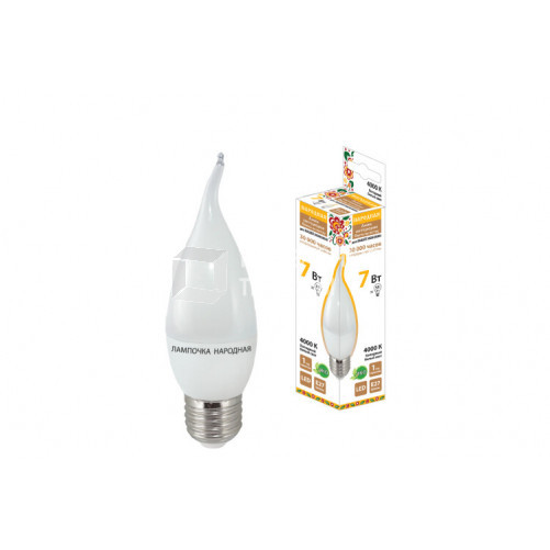 Лампа светодиодная WFС37-7 Вт-230 В -4000 К–E27 (свеча на ветру) Народная | SQ0340-1547 | TDM