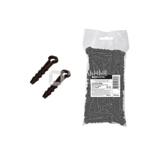 Дюбель-хомут для плоского кабеля 6-12мм черный (100шт) | SQ0539-0034 | TDM