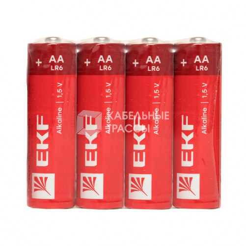 Батарейка алкалиновая типа АА(LR6) шринк 4шт. | LR6-SR4 | EKF