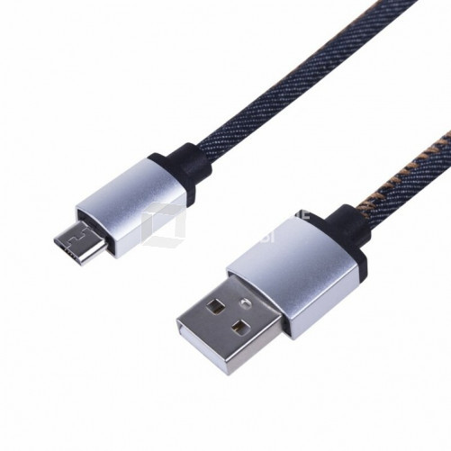 USB кабель microUSB, шнур в джинсовой оплетке | 18-4242 | REXANT