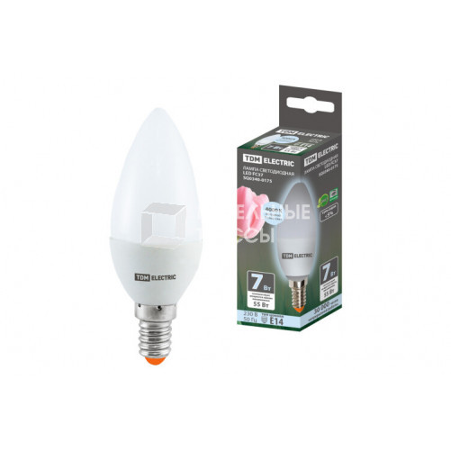 Лампа светодиодная LED 7Вт E14 230В 4000К FС37 свеча | SQ0340-0175 | TDM