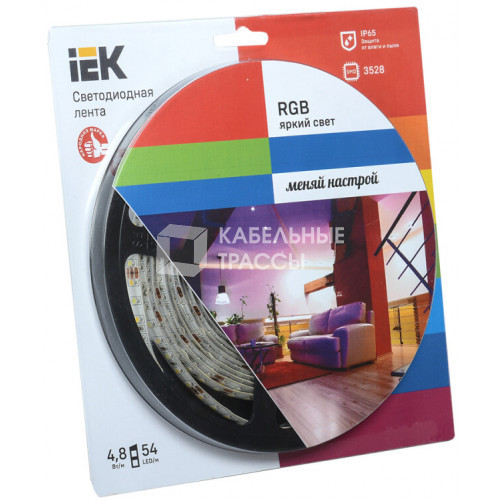 Лента светодиодная LSR-3528RGB54-eco 4,8Вт 12В RGB IP65 5м | LSR1-3-054-65-1-05 | IEK