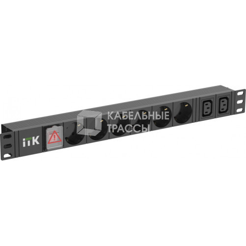 ITK PDU 6 розеток нем. ст. + 2 С13 LED 1U каб. 2м нем. ст. | PH12-6D2C131-P | ITK