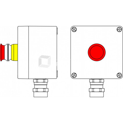 Ex пост управления из алюминия; 1Ex d e IIC T6 Gb X / Ex tb IIIB T80°CDb X / IP66; Аварийная кнопка красная, 1NC/1NO -1 шт.; С: ввод D5,5-13ммпод брон