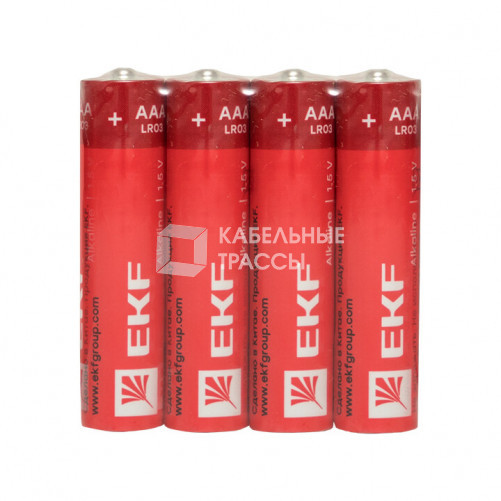 Батарейка алкалиновая типа ААА(LR03) шринк 4шт. | LR03-SR4 | EKF