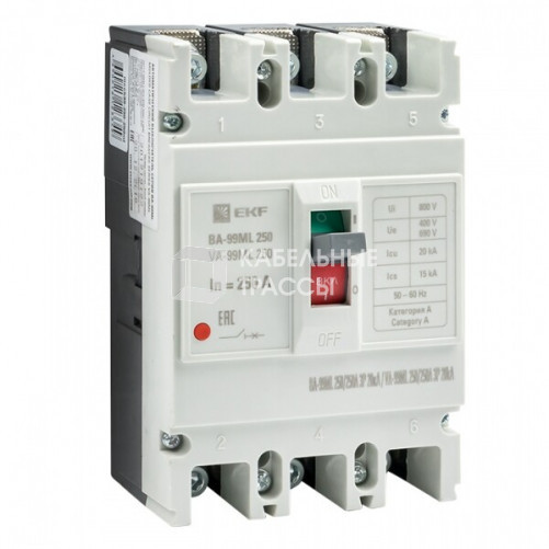 Автоматический выключательВА-99МL 250/250А 3P 20кА EKF Basic | mccb99-250-250mI | EKF
