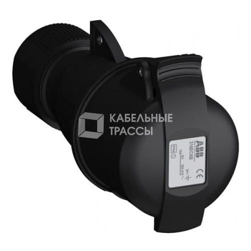 Розетка кабельная Easy&Safe 316EC6B,16А,3P+E,IP44,6ч,черн|2CMA103582R1000| ABB