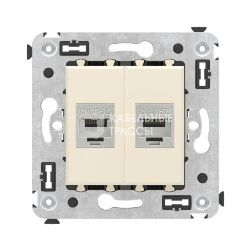 Компьютерная розетка RJ-45 без шторки в стену, кат.5e двойная экранированная, 