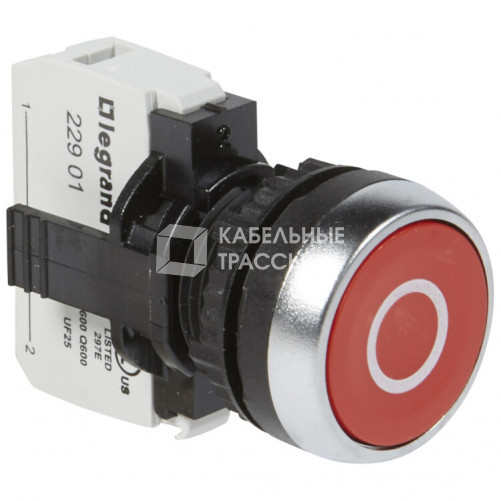 Кнопка с потайным толкателем - Osmoz - в сборе - IP 66 - красный с маркеровкой ''O'' | 023708 | Legrand