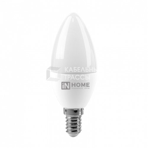 Лампа светодиодная LED-СВЕЧА-VC 6Вт 230В Е14 6500К 540Лм | 4690612030333 | IN HOME