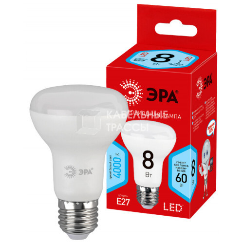 Лампа светодиодная RED LINE ECO LED R63-8W-840-E27 Е27 / Е27 8Вт рефлектор нейтральный белый свет | Б0020636 | ЭРА