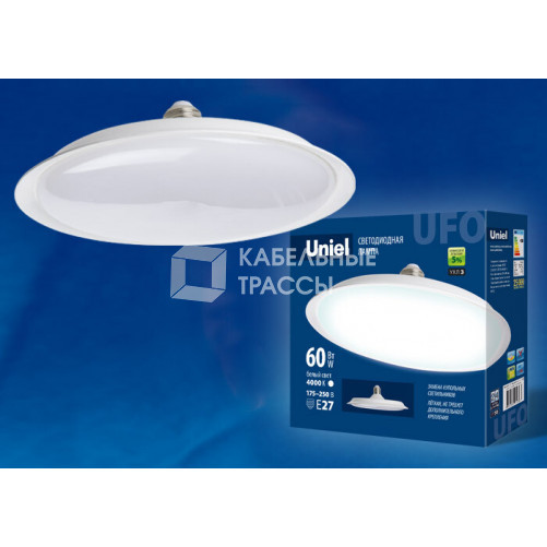 Лампа светодиодная LED-U270-60W/4000K/E27/FR PLU01WH LED мощная. «UFO», мат.. 4000К | UL-00004577 | Uniel