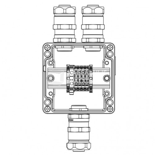 Коробка клеммная Ex из алюминия: 1Ex e IIC Т5 Gb / Ex tb IIIB T95°C DbIP66: Клеммы 4 кв.мм -5 шт.: А, С: ввод D10,5-18мм под небронир-ныйкабель в м
