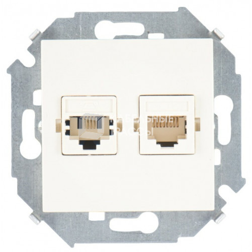 Simon 15 Сл. кость Розетка телефонная + компьютерная RJ11+RJ45 кат.5е, Systimax | 1591590-031 | Simon