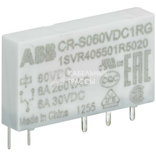 реле CR-S060VDC1RG 60В DC 1ПК (250мА) позол. конт.|1SVR405501R5020| ABB