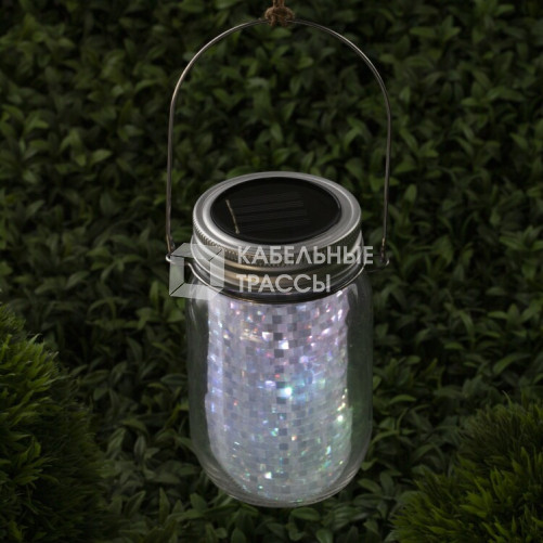 Cветильник садовый декоративный SL-GL14-JAR-2 на солнечной батарее, стекло, металл, прозрачный, 13,5 см | Б0032579 | ЭРА