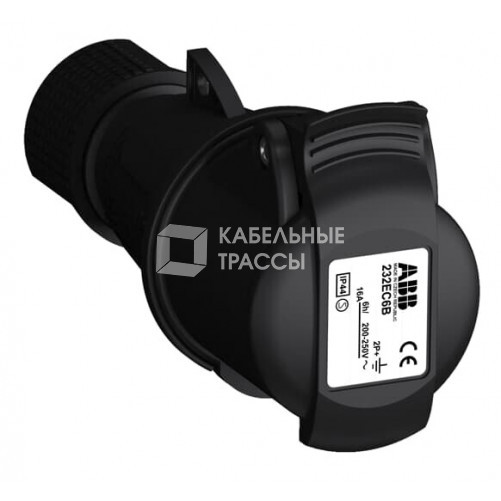 Розетка кабельная Easy&Safe 232EC6B,32А,2P+E,IP44,6ч,черн|2CMA103580R1000| ABB