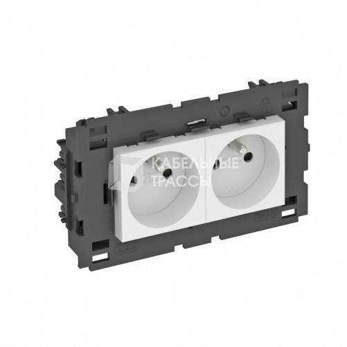 Розетка двойная 0° Modul45connect франц. стандарт, 250 В, 16A (белый) (STD-F0C8 RW2) | 6120622 | OBO Bettermann