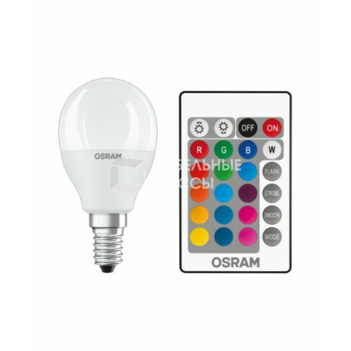 Лампа светодиодная LED Retrofit RGBW lamps with remote control 40 FR 5,5 W/2700K E14 | 4058075430877 | OSRAM