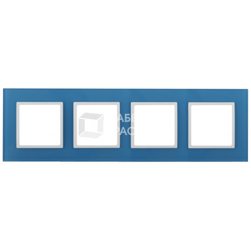 14-5104-28 Электроустановка ЭРА Рамка на 4 поста, стекло, Эра Elegance, голубой+бел | Б0034536 | ЭРА